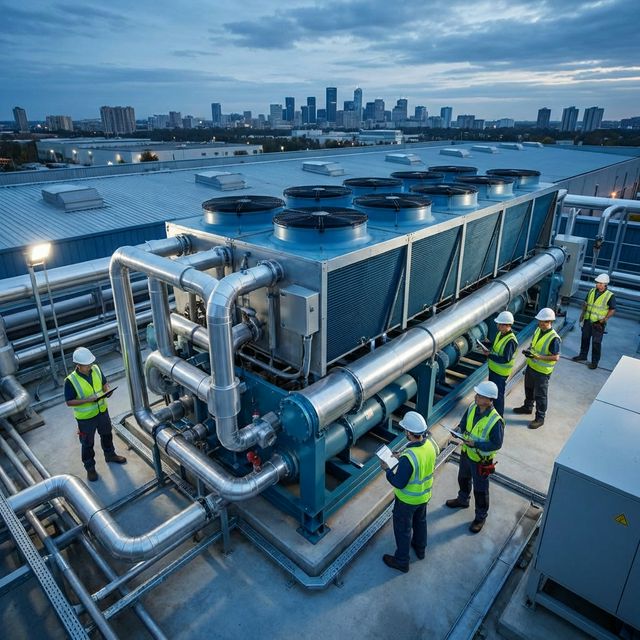 Sistema HVAC industrial en planta de Chihuahua